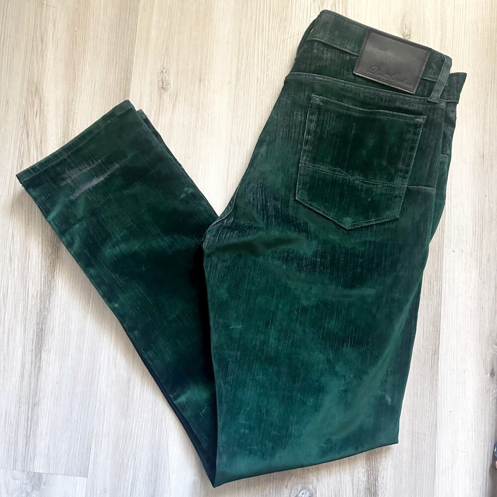 Robert Graham Celestial Dark Forest Green Velvet Pants Mens Sz 33” x 32” EUC